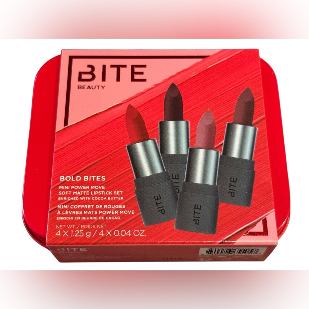 Bite Bold Bites Mini Power Move Soft Matte Lipstick Set With Case New in Tin